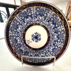 Antique - Royal Worcester Ceramic Plate with Blue and Gold Design